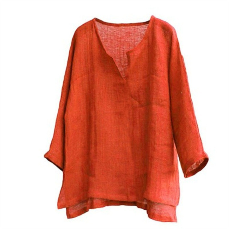 Cotton and linen loose fashion trend shirt