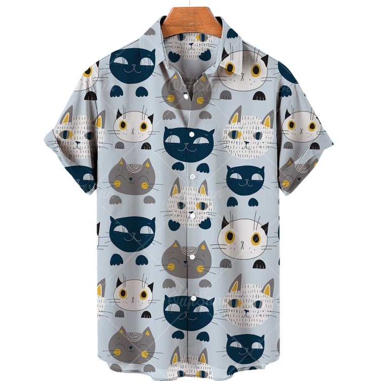 Cat print casual fashion shirt