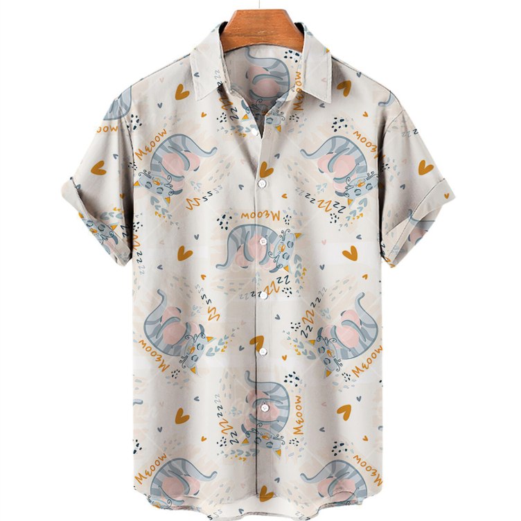 Cat print casual fashion shirt