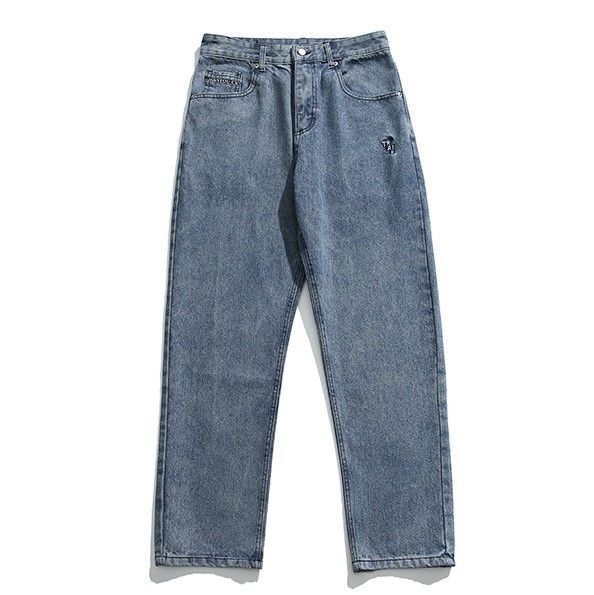 Monogram print simple casual jeans