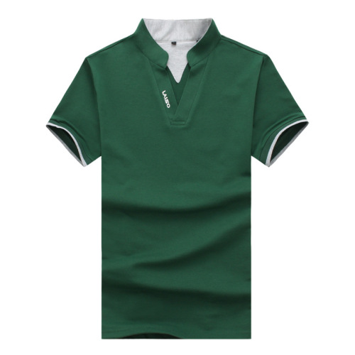 Solid color V-neck fashion trend T-shirt