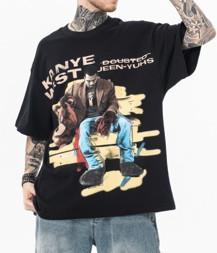 Bear print loose fashion trend T-shirt