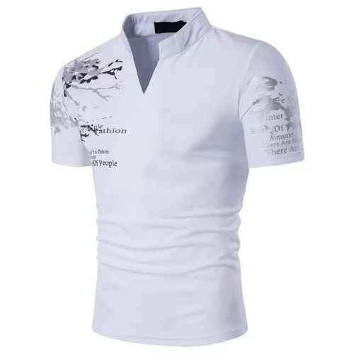 Casual print V-neck fashion T-shirt
