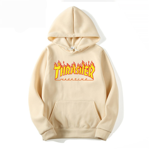 Flame print solid trend hoodie