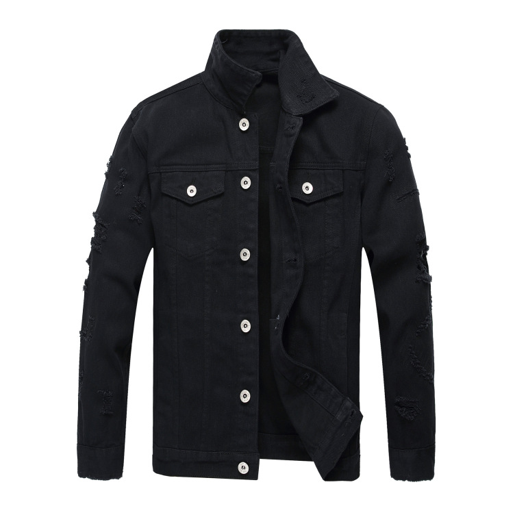 Denim ripped jacket fashion jacket
