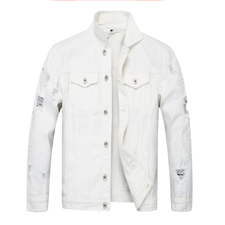 Denim ripped jacket fashion jacket