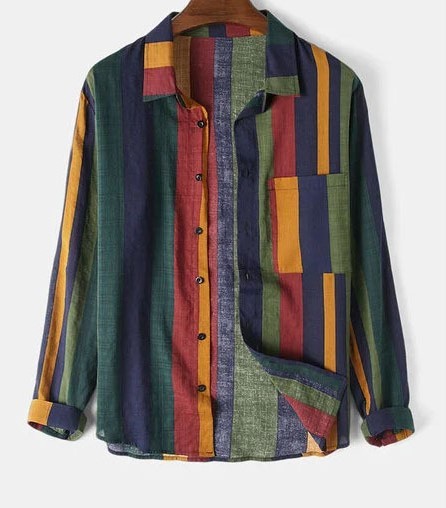 Striped print stylish casual long sleeve shirt