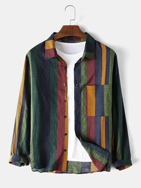 Striped print stylish casual long sleeve shirt