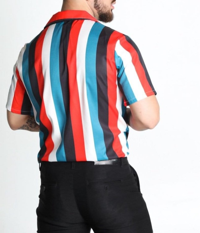 Lapel stripe print trend shirt
