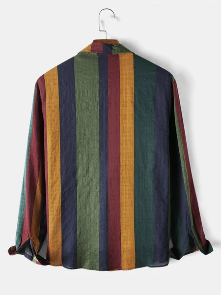Striped print stylish casual long sleeve shirt
