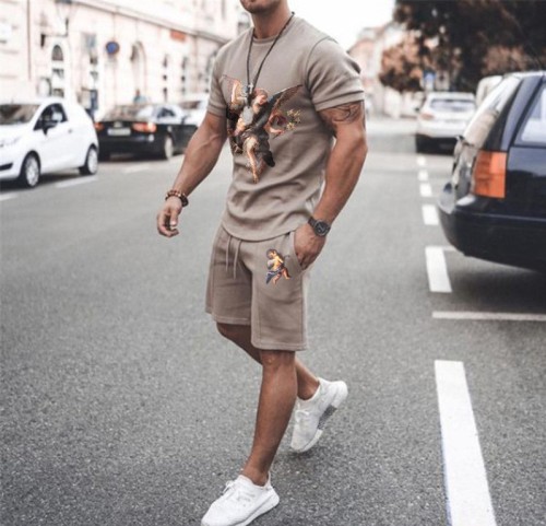 Printed crewneck casual fashion trend T-shirt
