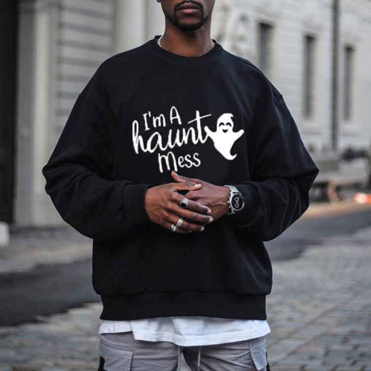 Monogram-print trendy plush sweatshirt