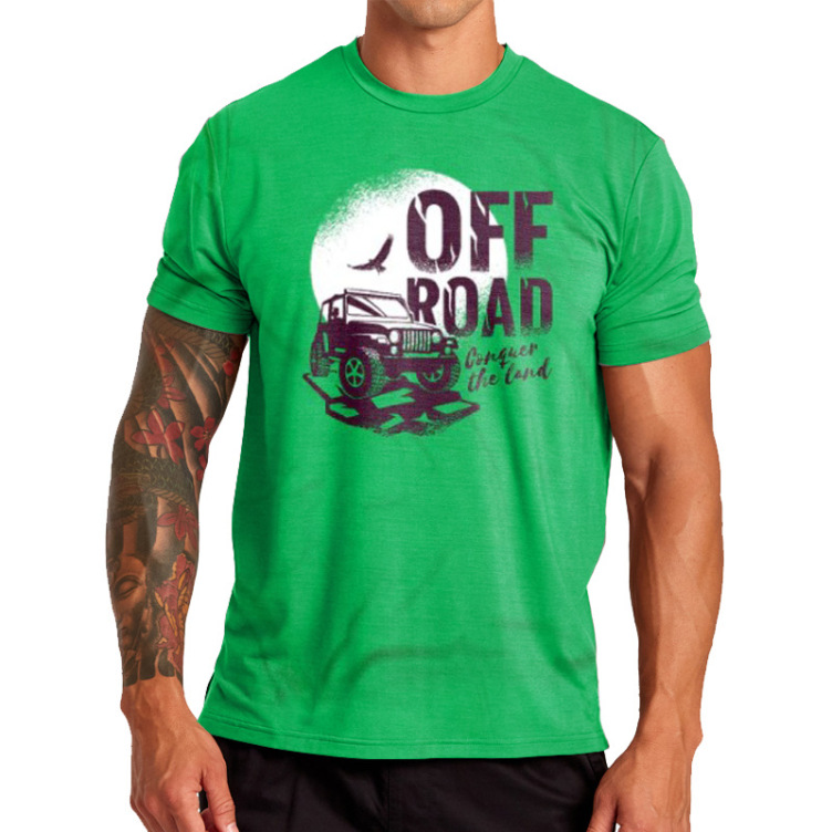 Car print crewneck trend short sleeve T-shirt