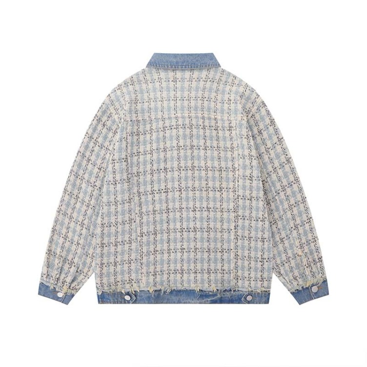 Plaid panels trendy loose jacket
