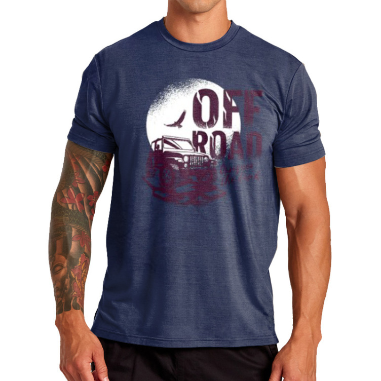 Car print crewneck trend short sleeve T-shirt