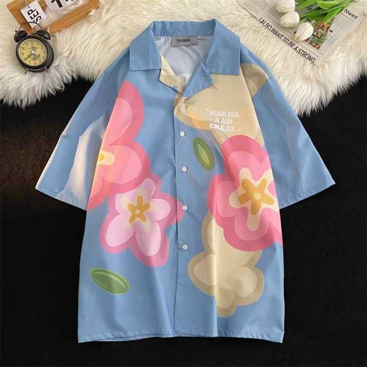 Printed casual short-sleeved trend shirt