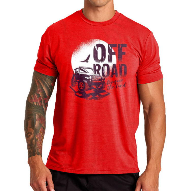 Car print crewneck trend short sleeve T-shirt