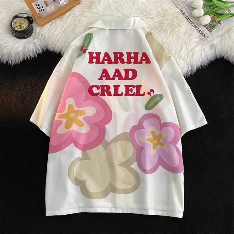 Printed casual short-sleeved trend shirt