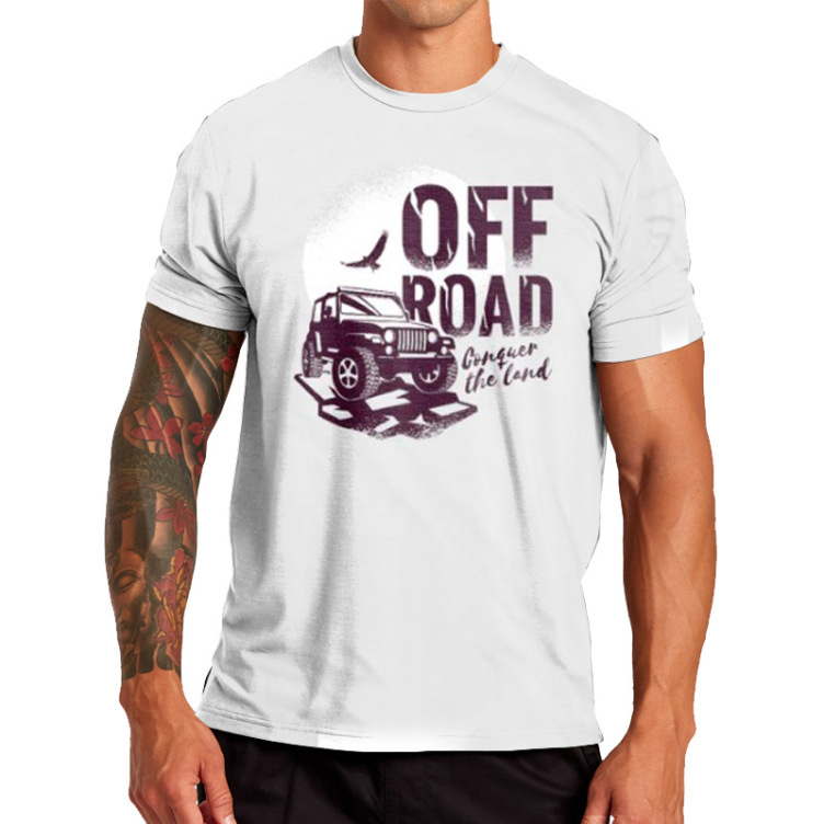 Car print crewneck trend short sleeve T-shirt