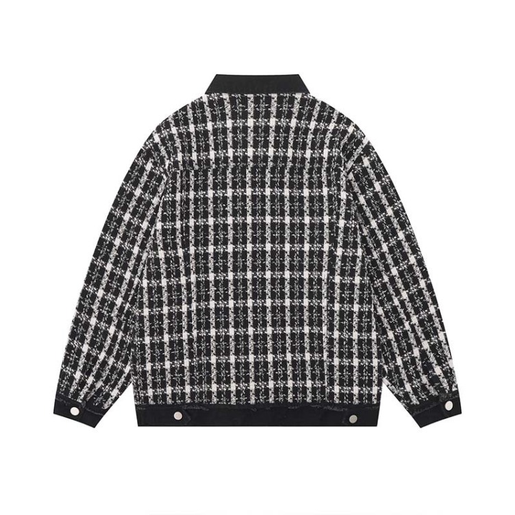 Plaid panels trendy loose jacket