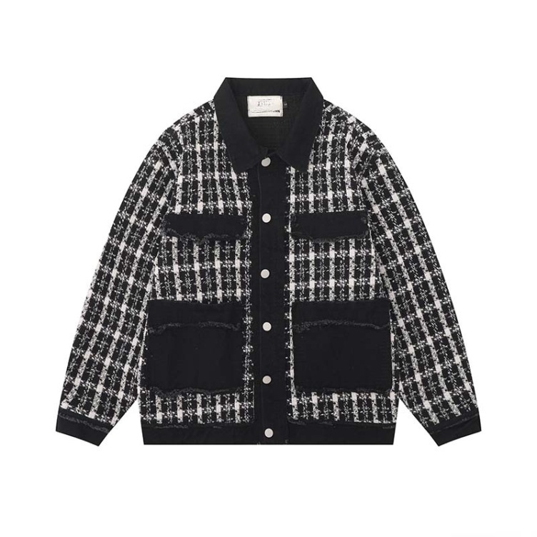 Plaid panels trendy loose jacket