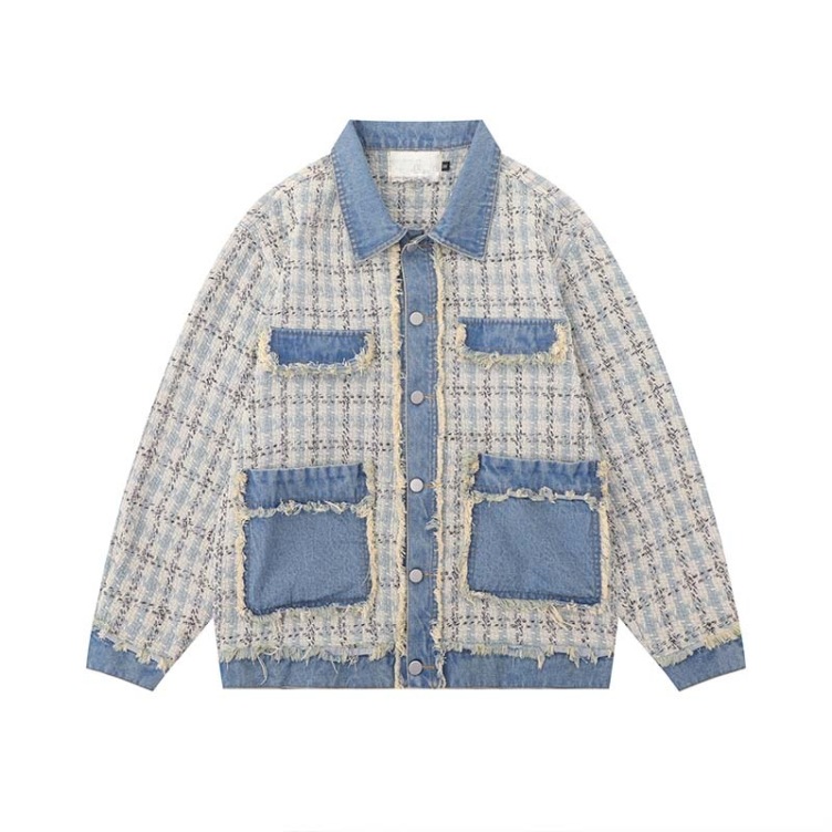 Plaid panels trendy loose jacket