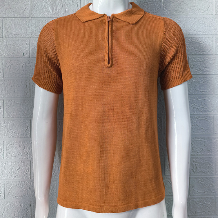 Knitted slim fit short-sleeved trend T-shirt