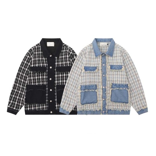 Plaid panels trendy loose jacket