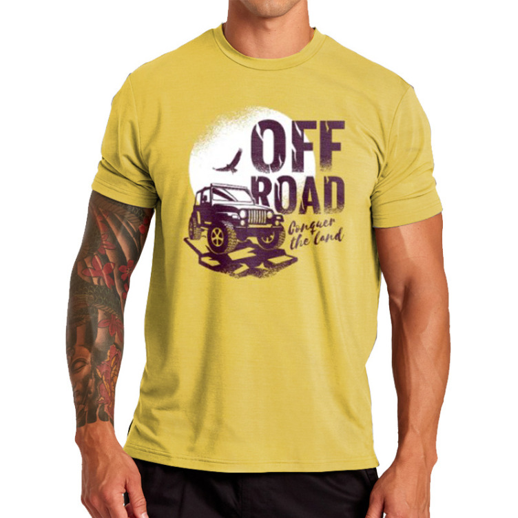 Car print crewneck trend short sleeve T-shirt