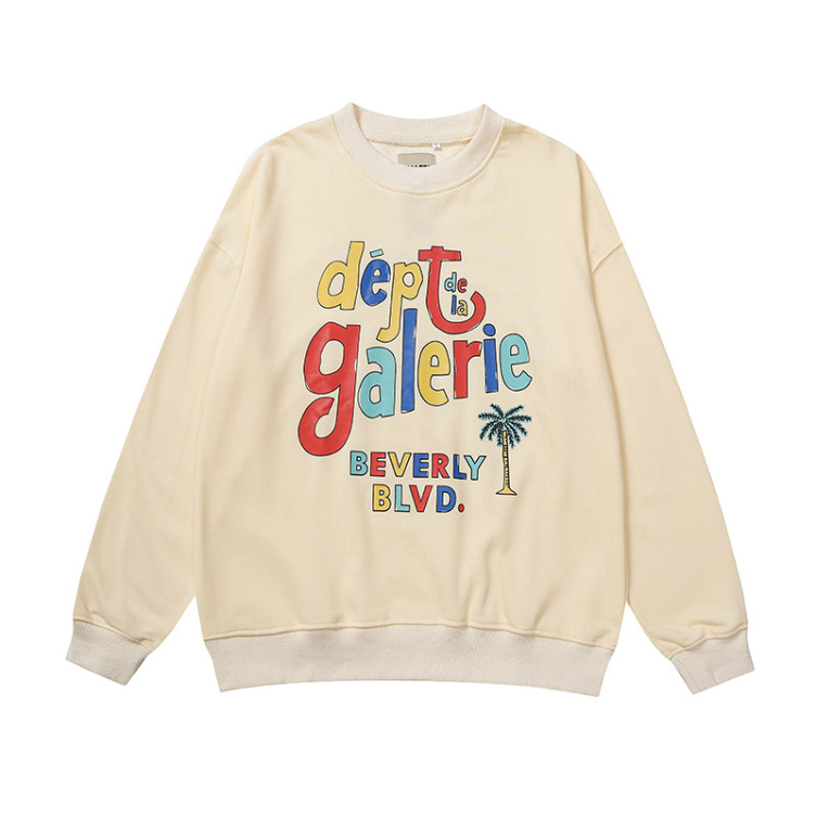 Lettered terry crewneck fashion sweatshirt