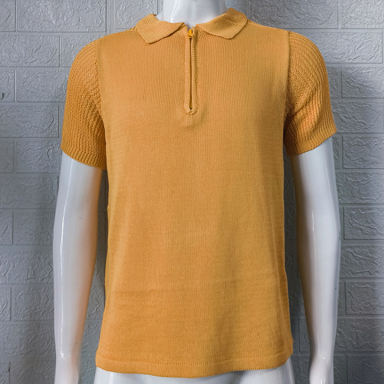 Knitted slim fit short-sleeved trend T-shirt