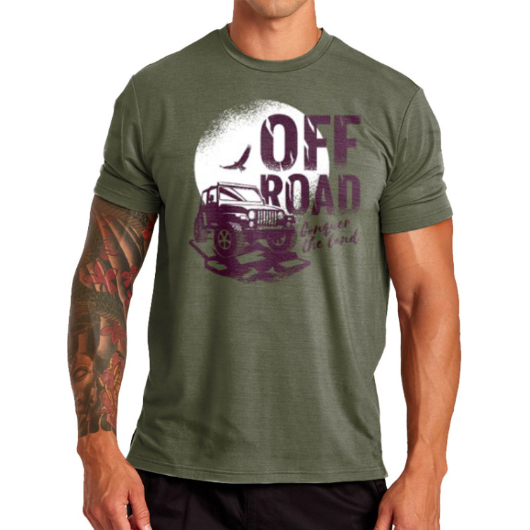 Car print crewneck trend short sleeve T-shirt