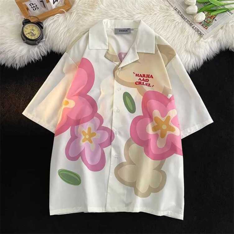 Printed casual short-sleeved trend shirt