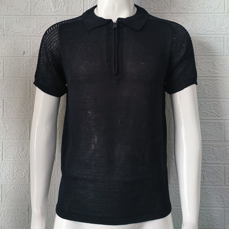 Knitted slim fit short-sleeved trend T-shirt