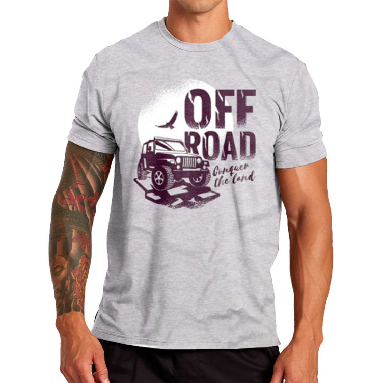 Car print crewneck trend short sleeve T-shirt
