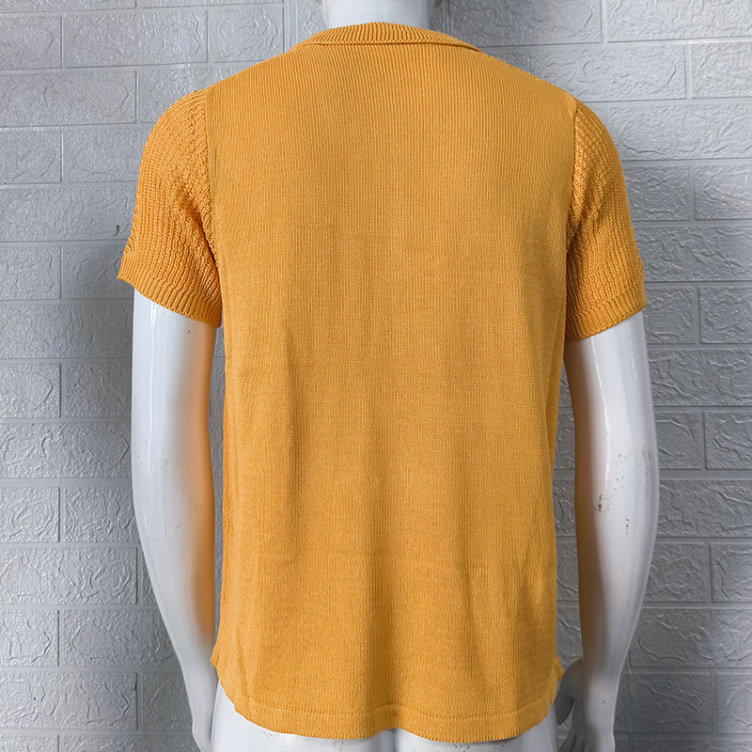 Knitted slim fit short-sleeved trend T-shirt