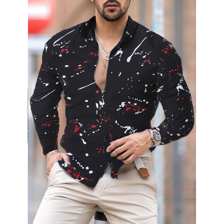 Printed casual long-sleeved trend shirt