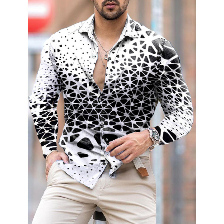 Printed casual long-sleeved trend shirt