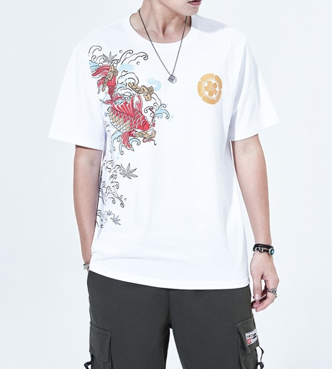 Embroidered statement short-sleeved trend T-shirt