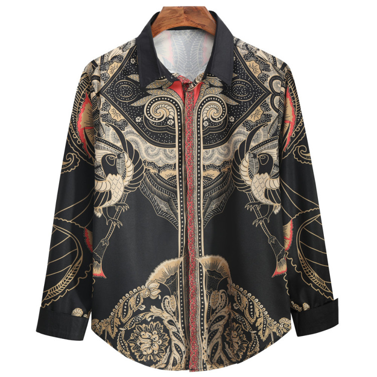 Stylish digital print long sleeve trend shirt