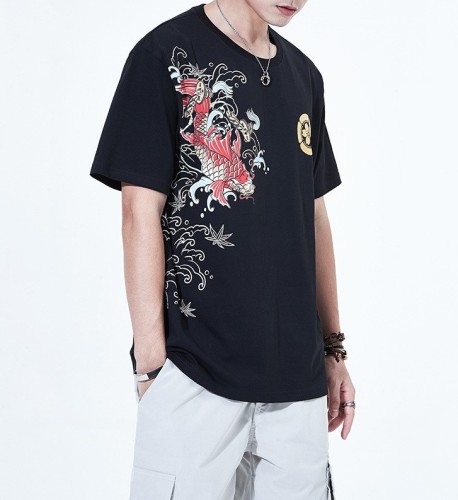 Embroidered statement short-sleeved trend T-shirt