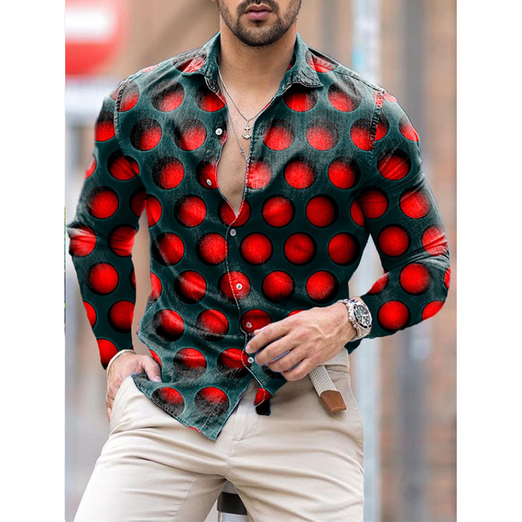 Printed casual long-sleeved trend shirt