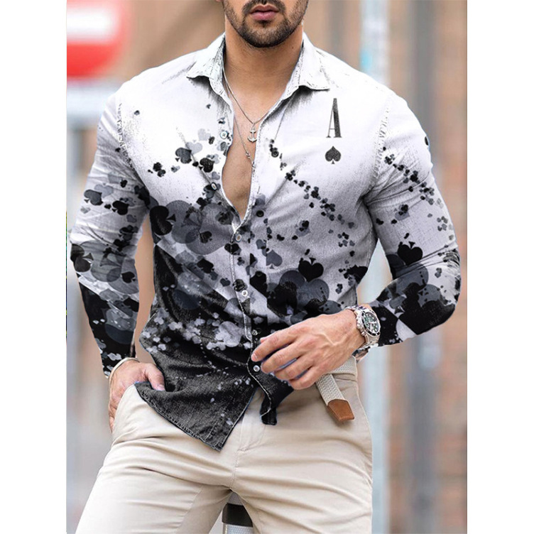 Printed casual long-sleeved trend shirt
