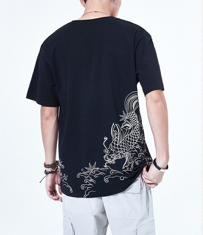 Embroidered statement short-sleeved trend T-shirt