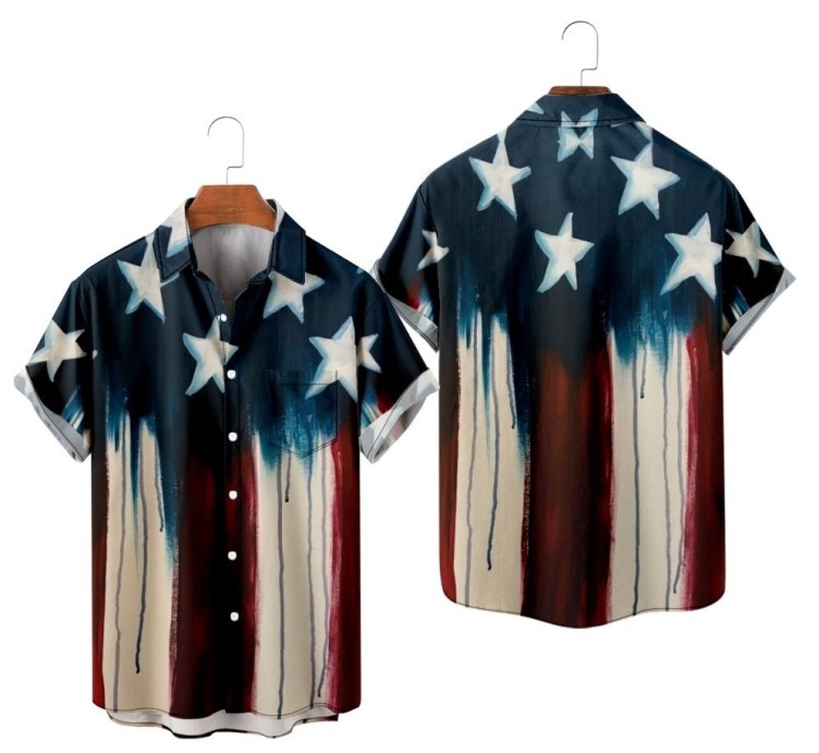 Digital printed casual short-sleeved shirt