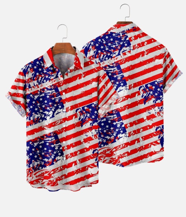 Digital printed casual short-sleeved shirt