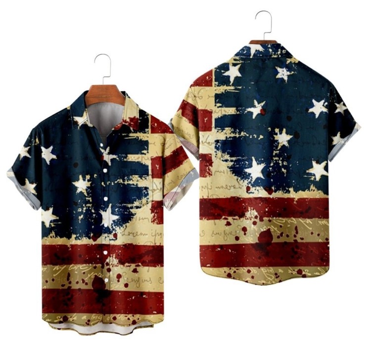 Digital printed casual short-sleeved shirt