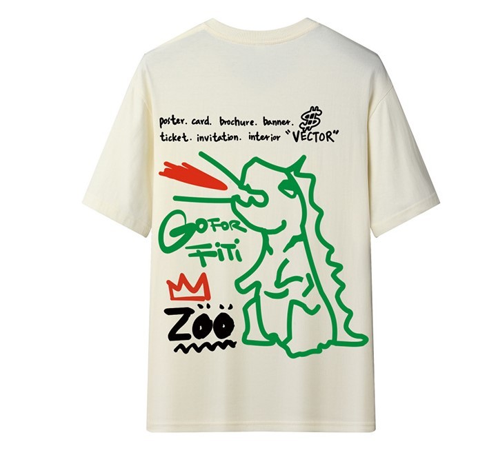 Dinosaur graffiti short sleeve trend fashion T-shirt