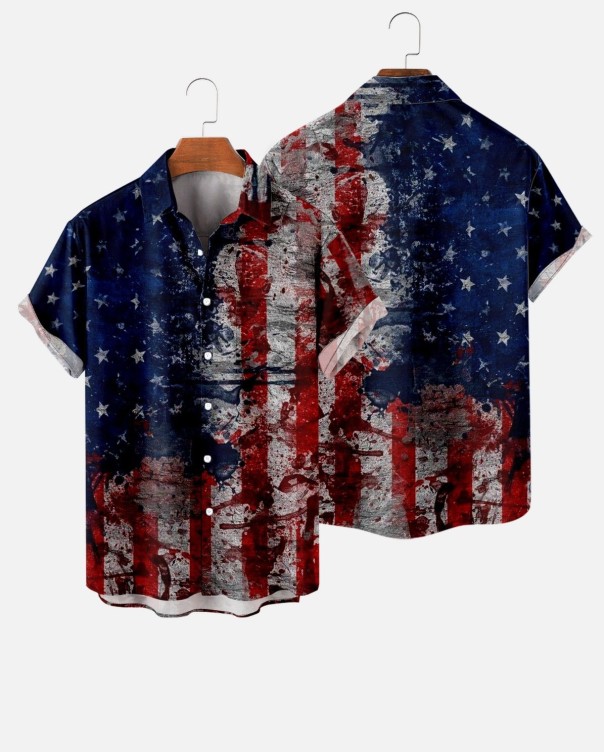 Digital printed casual short-sleeved shirt