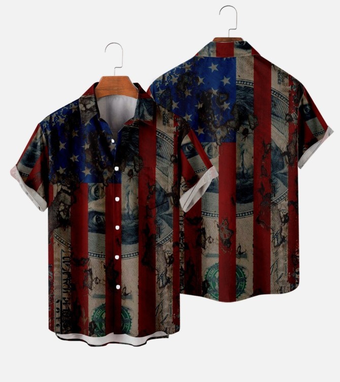 Digital printed casual short-sleeved shirt